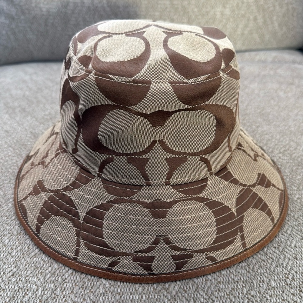 Coach Vintage Signature Print Bucket Hat- Brown
